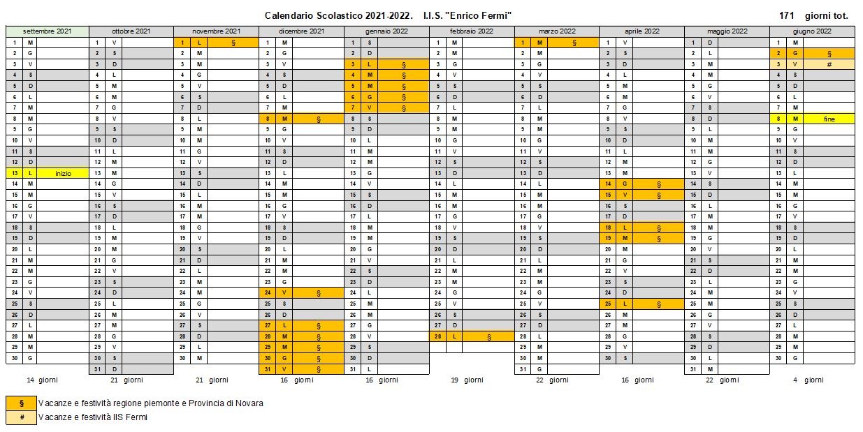 Calendario Scolastico 21-22 Calendario Scolastico 21-22
