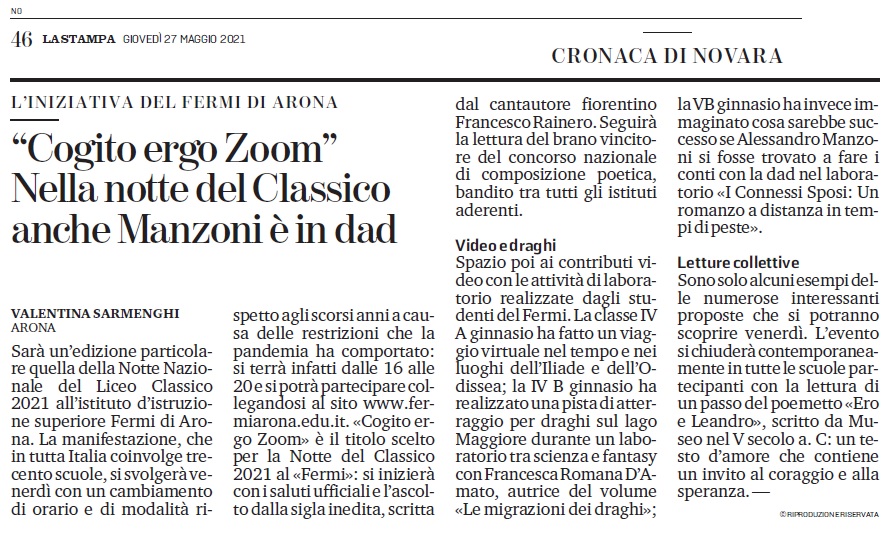 La Stampa - Novara e VCO -27 maggio 2021